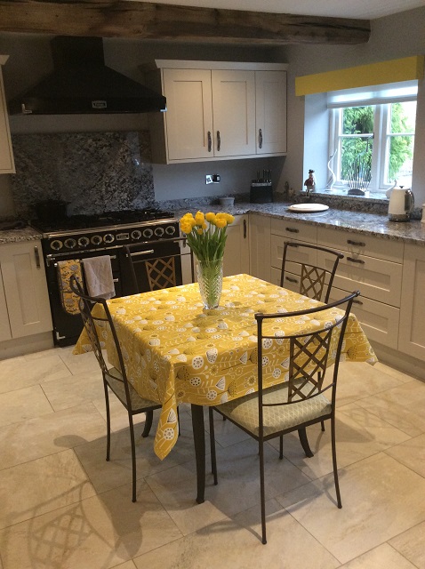 Bergen Mustard Matt Wipe clean Oilcloth tablecloth