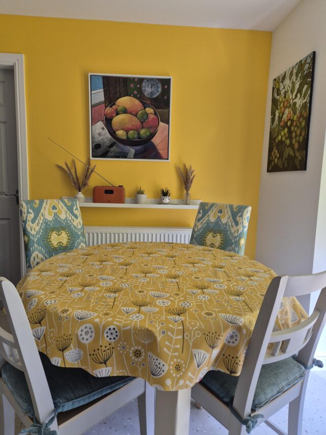 Bergen Mustard Oilcloth Tablecloth