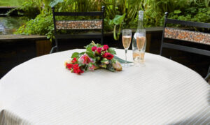 Pencil Stripe Nougat Wipe Clean Oilcloth Tablecloth