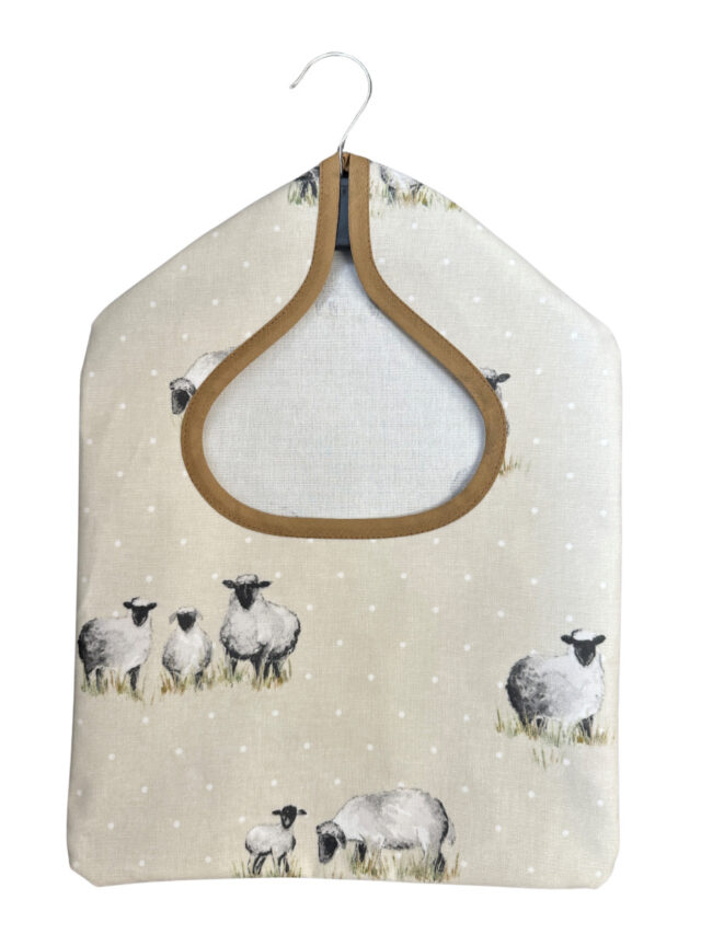 Sheepy Natural Wipe Clean Oilcloth Peg Bag